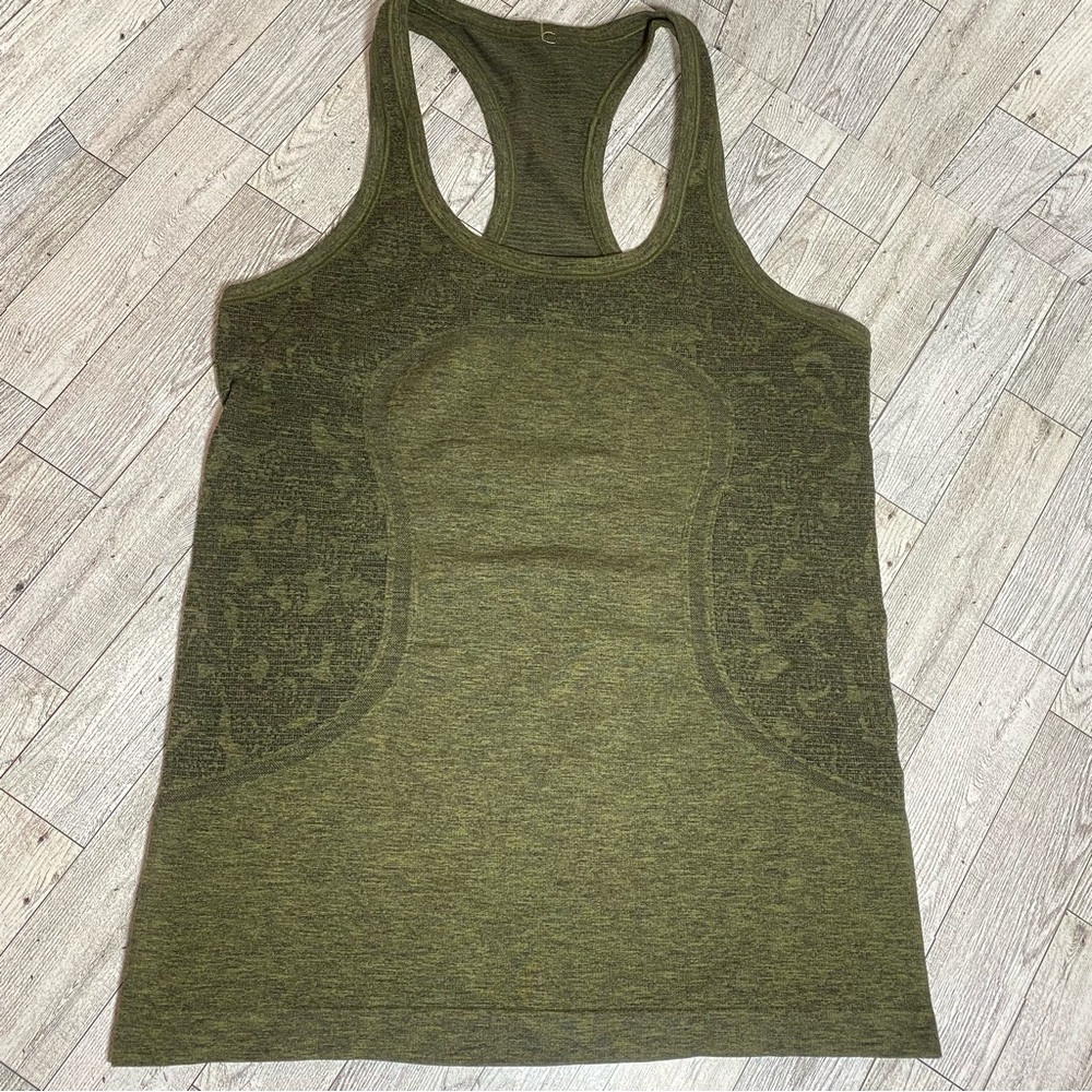 Lululemon Athletica Racerback tank (6) heathered olive
